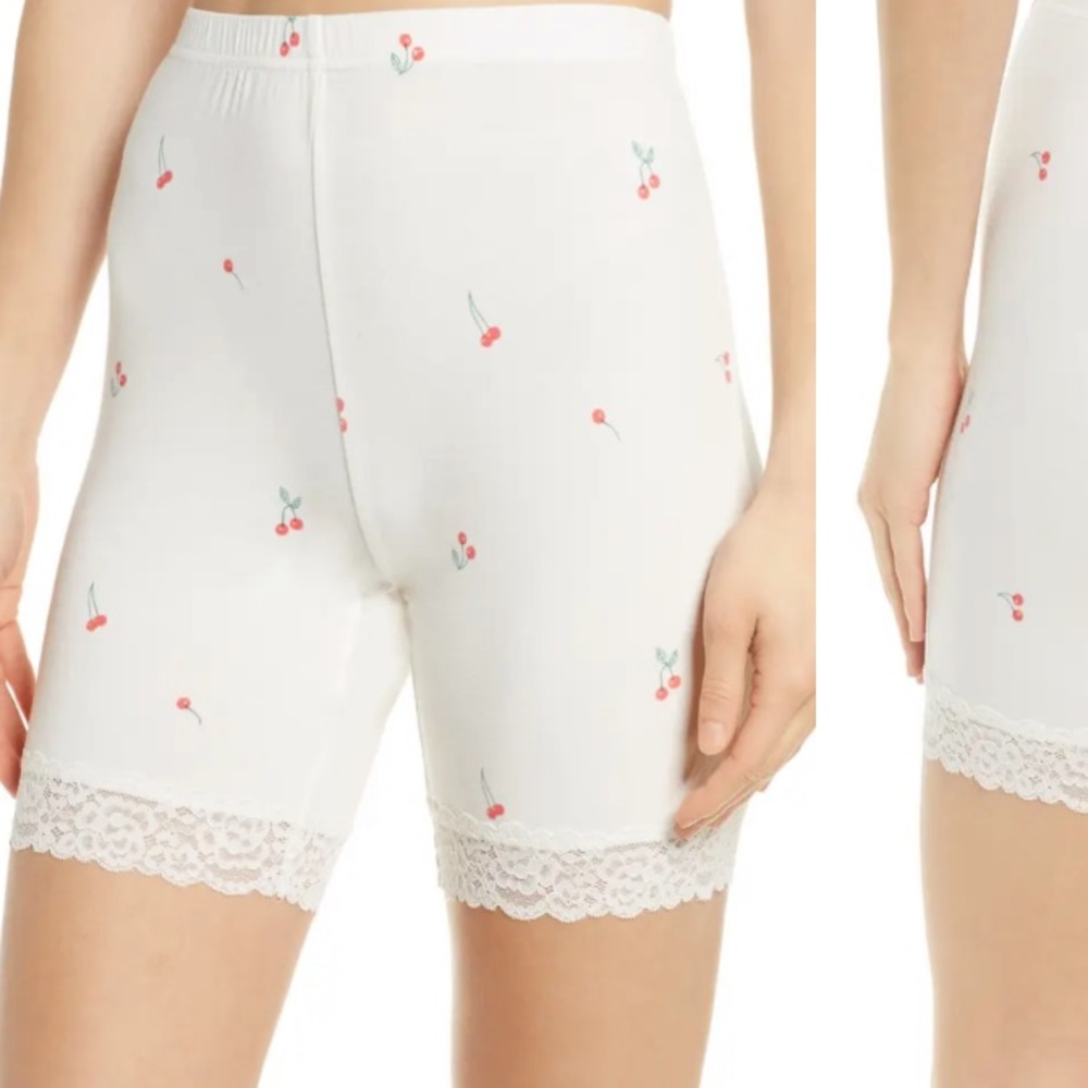 BP. High Waist Lounge Shorts White Cherry NWT B3